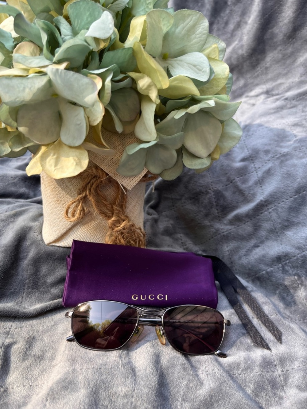 Vintage Gucci GG 1618/S Metal Aviator Sunglasses + Case & Cloth ~ COA - Picture 2 of 8